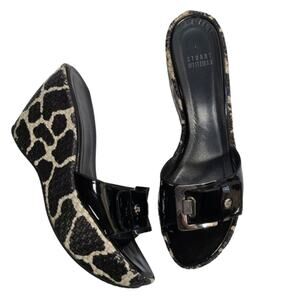 Stuart Weitzman Giraffe Animal Print Platform Wedge Open Toe Sandals Size 8.5